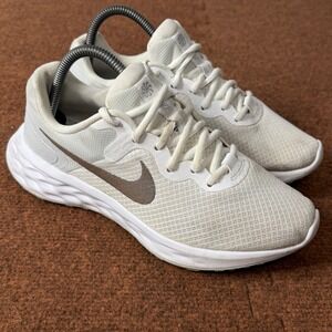 Nike Revolution 6 Next Nature White Metallic Silver Running Shoes DC3729-101 8.5